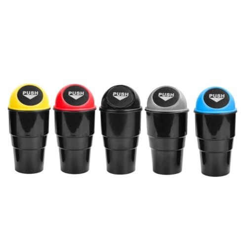 Basurero para coche de color rojo contenedor de basura compacto y estuche protector para polvo 6