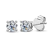 MOCHAMIK Pendientes de moissanita certificados, 3 mm a 6,5 ​​mm, Color D VVS1, Plata de Ley 925, Chapado en Oro de 18 Quilates, s para Hombres y Mujeres, DYUNQ