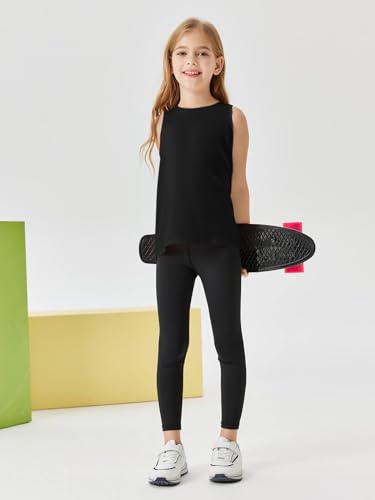 Haloumoning Girls Athletic Tank Tops Open Tie Back Sleeveless Workout Running Tennis Sports Shirts 5-14Years4