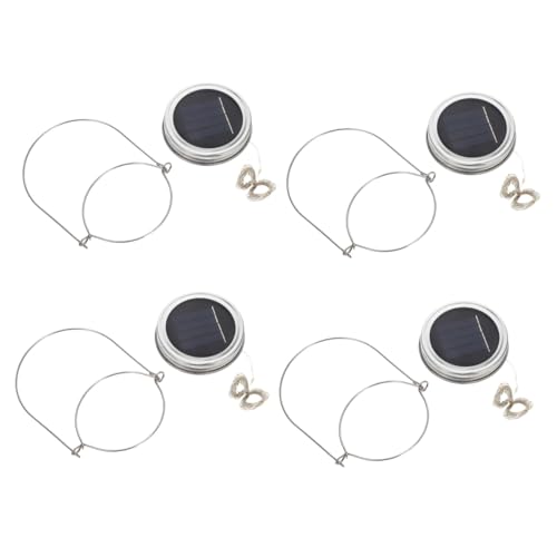 Luces solares para tarros SHINEOFI pack de 4 sets con 20 lámparas de acero inoxidable para césped