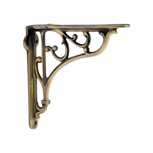 Image of Metal Handcrafted Shelf Bracket for Floating Shelves L Angle Decorative L Shaped Corner Brace Joint Heavy Duty Wall Mounted Shelf Supporter Corner Brace Holder (Pack of 1 Pair)