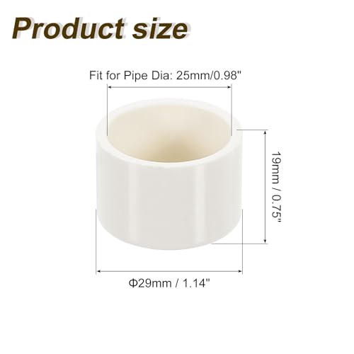 uxcell 4Pcs PVC Pipe End Cap Fitting, 1" Furniture Grade Pipe End Cap Plug Adapter Pipe Plug Socket Fittings for Sewer Drain Pipe Connections, Garden DIY, White by uxcell - Used condition - Image 2