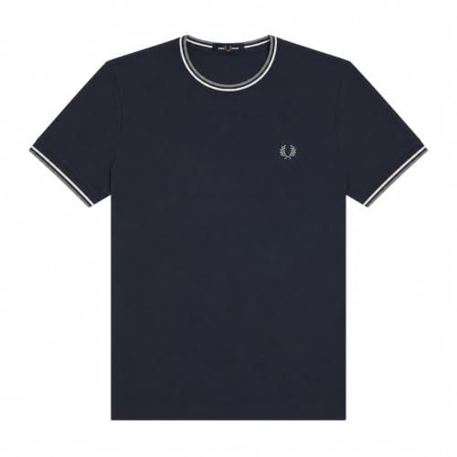 Fred Perry Men's Twin Tipped T-Shirt Dark Airforce/Ecru/Seagrass