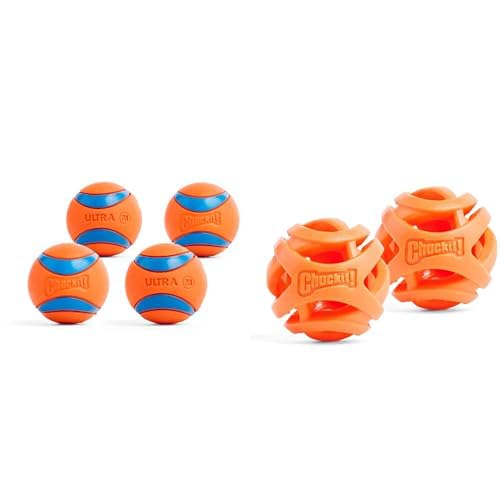 Chuckit Dog Ball Bundle 4 Ultra Balls 2 Air Fetch Balls - Medium 2 5-inch Diameter Bouncy Breathable