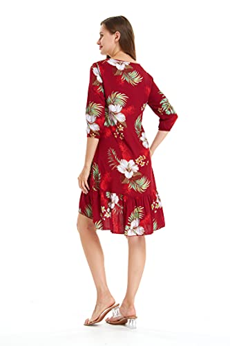 Image of Matchable Family Hawaiian Luau Men Women Girl Boy Clothes in Pineapple Garden Burgundy