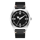 Boyarca Pilot Watch - Orologio da polso da uomo, stile aviatore, movimento automatico giapponese, stile retrò, meccanico, cassa in acciaio inox, impermeabile, luminoso, Nero 8010