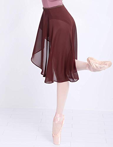 Cuulrite Ballet Dance Chiffon Skirt for Women/Girls, Upgrade Adjustable Waist Wrap Skirt Coffee - Thumbnail 6