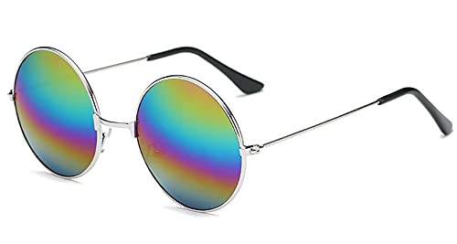 NEON NATION Rainbow Mirrored Round Circular Lens with Gold or Silver Frame2