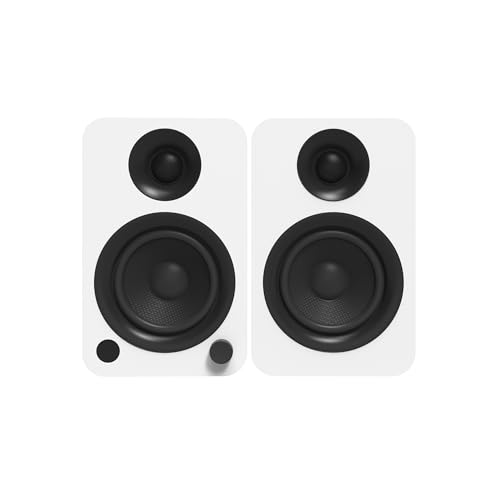 Image of Kanto YUW 140W Powered Speakers with Bluetooth 4.2 and RCA Input | Features Signal Detection and Auto Stand-by | Remote Included | Pair | Matte White