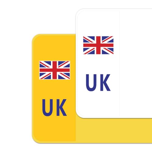 UK Car Number Plate Stickers for Driving in Europe Premium Vinyl Decals Union Jack Compliant with Post-Brexit Regulations Bubble-Free & Easy Application - Set of 2 (Front & Rear) (Neutral)
