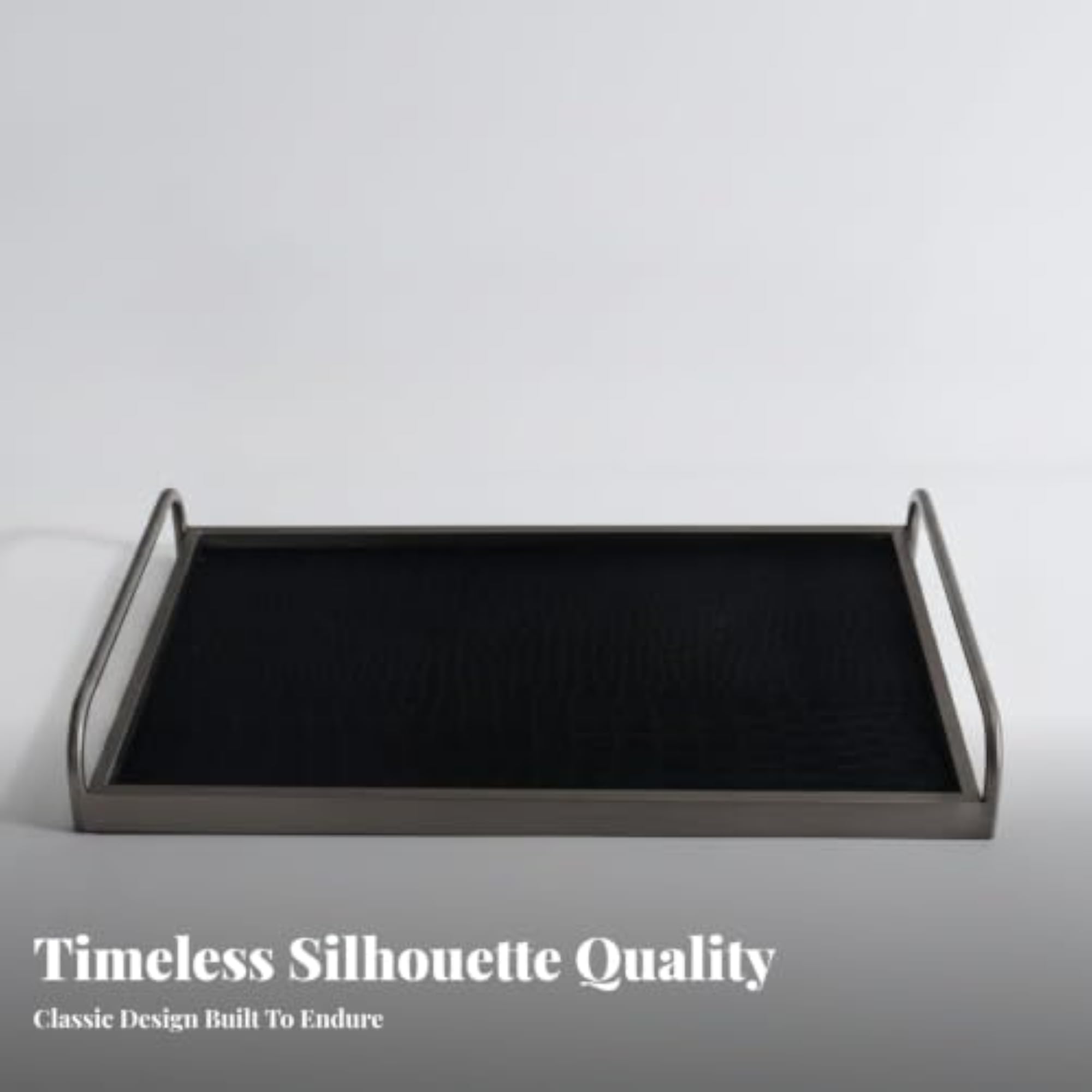Decorative Leather Tray with Handles, Sturdy Rectangular Tray