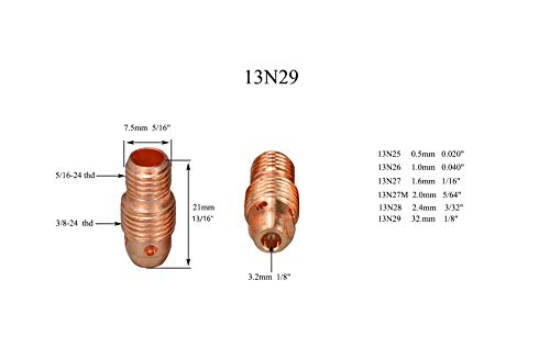 Image of RIVERWELD TIG Welding Collet Bodies 13N29 13N24 1 /8 inch & 3.2mm 15pcs | for PTA SR WP 9 20 25 TIG Welding Torch