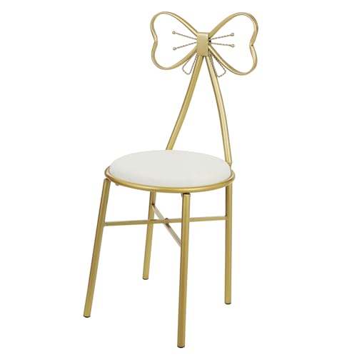 Alipis Sgabello Trucco con Schienale Fiocco Imbottito Antiscivolo per Camera da Letto e Bagno Seduta Confortevole con Cuscino in Spugna Resiliente Sgabello Toeletta Robusto e Stabile