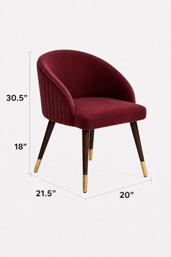 Image of WOODEN SPACE 6-Seater Wooden Dining Table Set | Nano Composite Marble Top | Solid Wood Base | Modern Dining Room Furniture with 6 Chairs (Maroon)