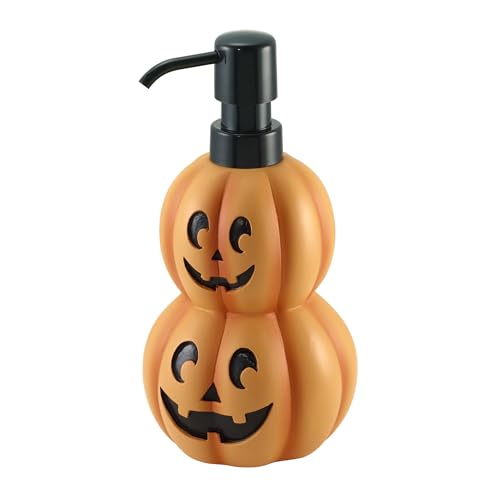 Avanti Linens Soap Dispenser Decorative Lotion Pump for Bathroom or Kitchen Countertop Hand Painted Resin Halloween Decor (Stacked Pumpkins)