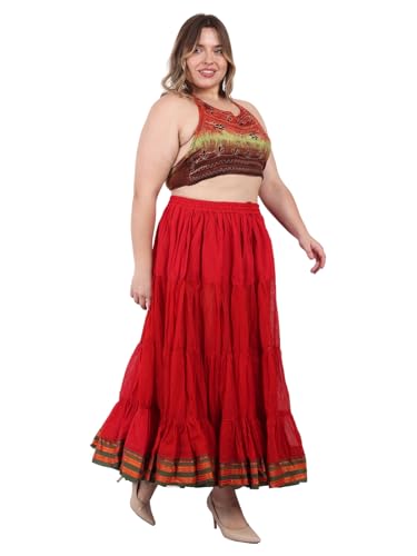 25 Yard American Tribal Style Dance Cotton Tiered Flounce Maxi Full Skirt2