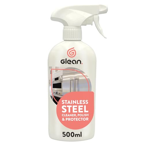 GLEAN Stainless Steel Cleaner & Polish Spray | 500ml | Shines and Protects | Ideal Steel Cleaner For Fridges Sinks Kitchen Appliances | Removes Dirt Grease and Fingermarks