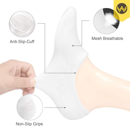 WANDER No Show Socks 10 Pairs Cotton Non Slip Low Cut Invisible Loafer Socks Men&Women Boat Liner 6-8/9-11/12-142