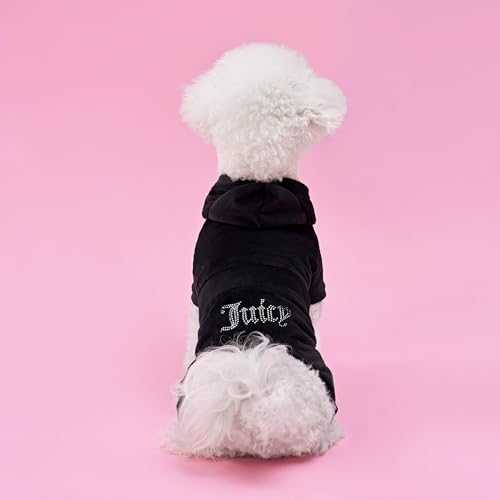 Juicy Couture Hooded Pet Juicy Bling Velour Tracksuit for Small Dogs and Cats - Black - M/L