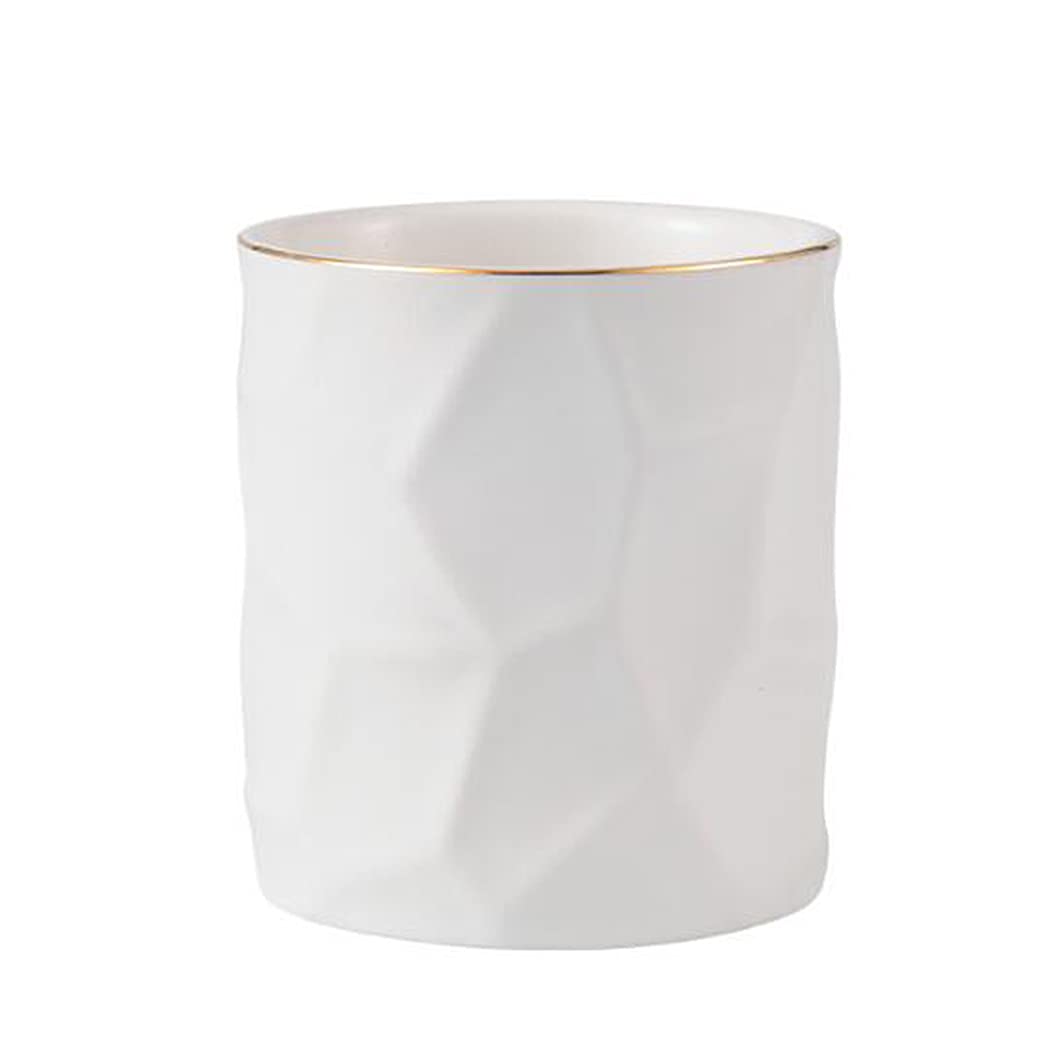 Hoshen Irregular Geometric Texture Pen Holder, Desktop Stationery Storage Tube, Home Desktop Flower Arrangement, Kitchen Storage，White