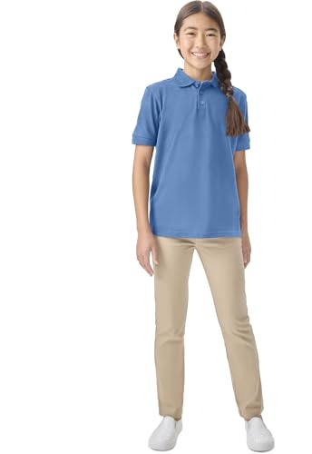 Image of Classroom School Uniforms for Boys and Girls Short Sleeve Pique Polo | Unisex Youth Shirt, Matching Ribbed Collar, Banded Sleeves, Three-button Placket, Comfortable Fit, School Uniform Essential