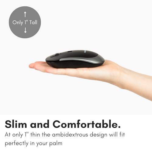 Macally Wireless Bluetooth Mouse for Mac, MacBook Pro/Air, iPad, Laptop, and PC - Quiet Click and Comfortable Apple Wireless Mouse - Space Gray