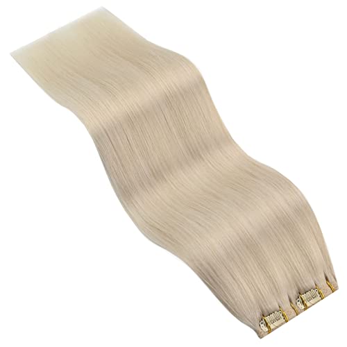 Blonde Clip in Hair Extensions 14inch Clip on Hair Extensions Human Hair Blonde Clip in Hair Extensions natural Hair #60 Clip in Hair Extensions Real Human Hair Blonde 100g 7pcs