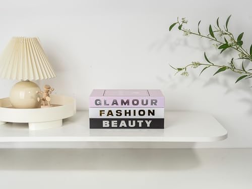 TwoDays Fashion Designer Coffee Table Books for Shelf, Girly Light Pink Room Decor, Luxury Decorative Fake Books. (Set of 3)