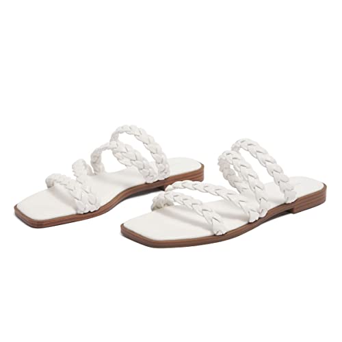 Vodvob Women's Braided Flat Sandals Strappy Sandals Slip On Memory Foam Slide Sandals #TOP5