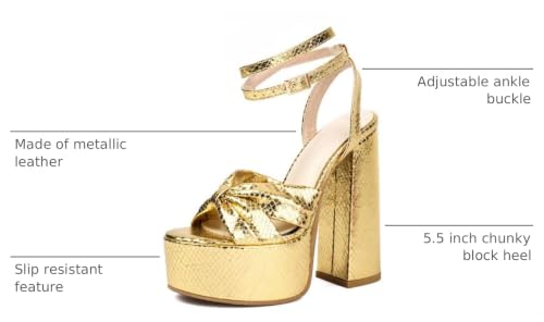 Image of Onlymaker Platform Heels for Women Ankle Strap Chunky High Heel Sandals