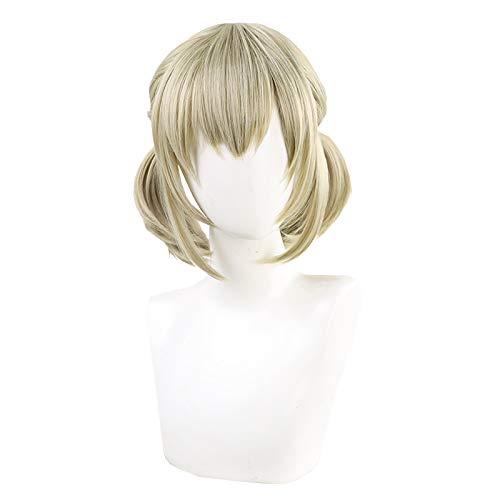Gray Grass Linen Cosplay Wavy Short Double Ponytail Synthetic Hair Anime Comic Exhibition Halloween Carnival Cosplay Hair COS Ombre Wigs