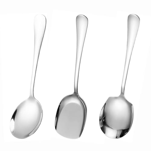 3 Pcs Serving Spoon Set, Serving Spoons Large Set, Communal Spoonutility Shovelsmall Serving Spoon, Buffet Serving Spoons, Suitable for Kitchen, Restaurant, Banquet, Etc, GYFCS03XXHUK