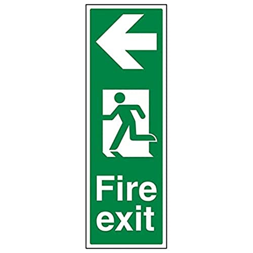 V Safety Eco Friendly Fire Exit - Portrait Fire Exit Arrow Left - 100 X 300mm, Multi, 100x300mm