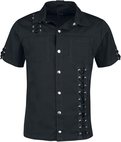 Chemise noire regular homme manches courtes vêtement été uni