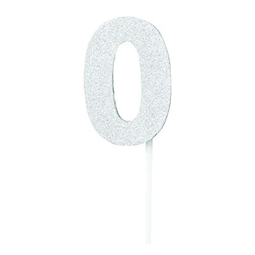 Diamond Cake Topper Argent N° 0 pour décoration de gâteau d'anniversaire chic