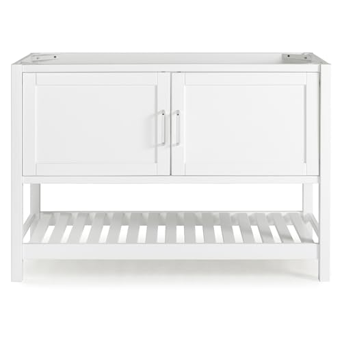 Image of Alaterre Furniture Bennet Bathroom Vanity Cabinet with Soft-Close Shaker Doors and Open Shelf - 48-Inch Freestanding Bathroom Vanity Without Sink - Wood Bathroom Sink Base Cabinet (White)