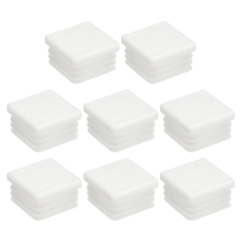 uxcell 8Pcs 25mmx25mm(0.98inch) Plastic Tubing Plug Square Post End Caps for Handrail Stair Newel Guardrail Tube White