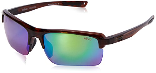Revo Crux C RE 1021 02 GN Polarized Wrap Sunglasses, Brown Woodgrain, 63