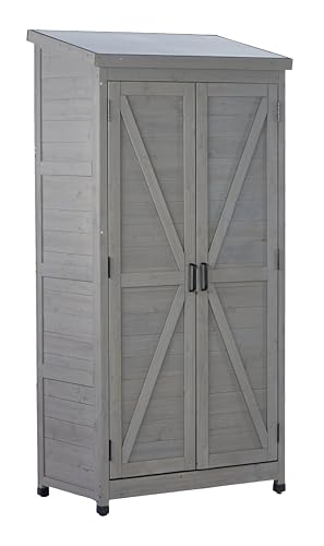 ESPIDOO Outdoor Storage Shed with Metal Roof: Large Vertical Tool