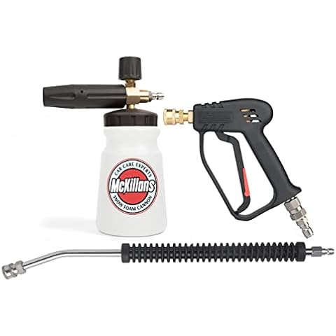 McKillans Professional Wide Mouth Snow Foam Detailing Kit Complete with Swivel Washer Gun and Rinsing Wand with 1/4” Quick Connect Cover