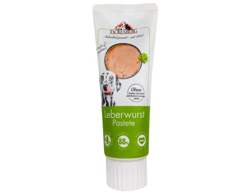 TACKENBERG Leberwurst Pastete in der Tube - 75 g - leckerer natürlicher Snack in Premiumqualität - schonend gekocht - getreidefrei - zur Belohnung als Leckerli, 75 g