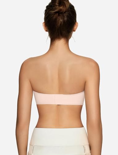 Image of OEAK Womens Strapless Bras Jelly Push Up Bandeau Bra Non Slip Wireless Supportive Padded Bras Seamless Comfortable Tube Bra L Skin