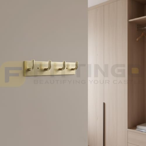 Image of Stainless Steel 4 Hook Cloth Hanger for Door /Dress Hanger Wall Mount /Bathroom Hooks for Hanging Clothes (Antique) Pack of 1-| 3 Years Warranty |