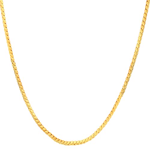 Image of Fashion Frill Stylish Thin Light Weighted Gold Plated Gold Neck Chain For Men Boys Women 28 Inches