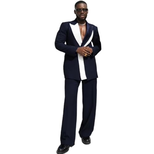 Men's 2-Piece Fashion Suit Set Peak Lapel Prom Cocktail Party Graduation Tuxedos Suit Mens Blazer&Pants