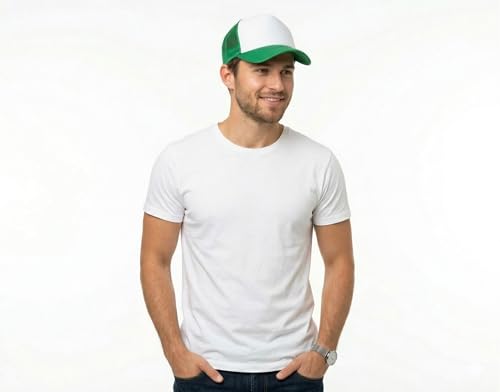 Image of NYFASHION101 Plain Mesh Trucker Hat - Breathable 6-Panel Daily Snapback Cap, Customizable Ideal for DIY Embroidery & Patches