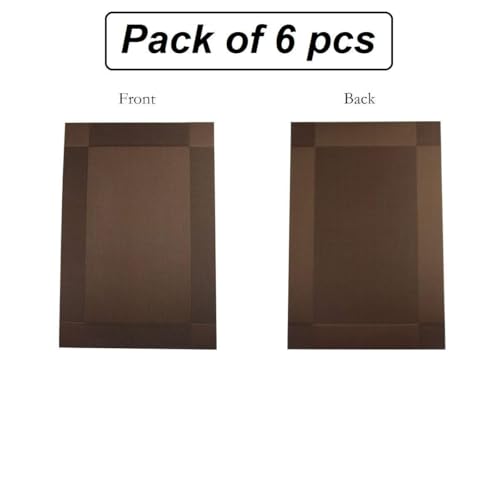 Image of Rectangular Placemats Set of 6 for Dining Table | PVC & Polyester Table Mats | Washable, Heat Resistant & Easy to Clean Kitchen Placemats for Home