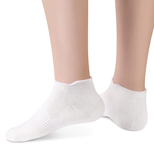 Women's Ankle Cotton Socks - Low Cut Athletic Running Soft Thin No Show White Socks With Tab 6 Pairs2