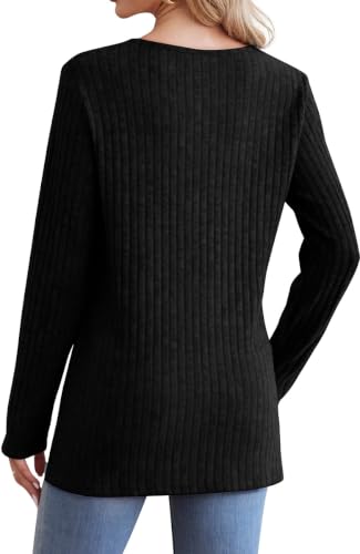 Image of Jescakoo Long Sleeve Shirts for Women Crew Neck Fall Tops Side Split Lightweight Tunic Sweaters Fashion Clothes 2026 S-4XL