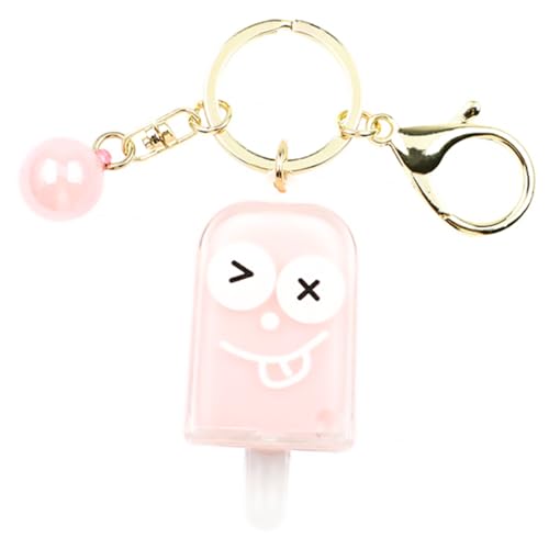 Mipcase Llavero Colgante de Diseño Helado de Verano Colgante Decorativo Líquido de Movediza para Bolso y Llaves Accesorio Adorable Rosa